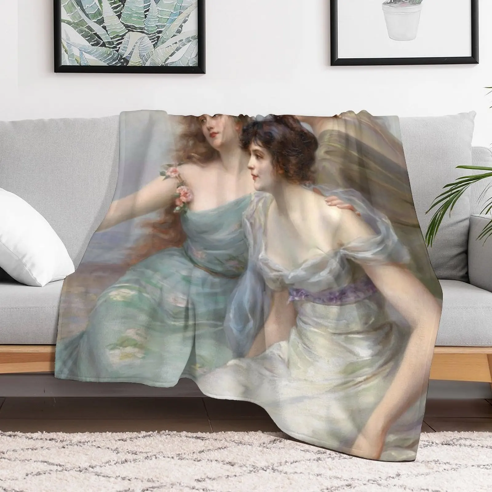 Detail of The Three Graces by Edouard Bisson Throw Blanket Custom Moving Blankets