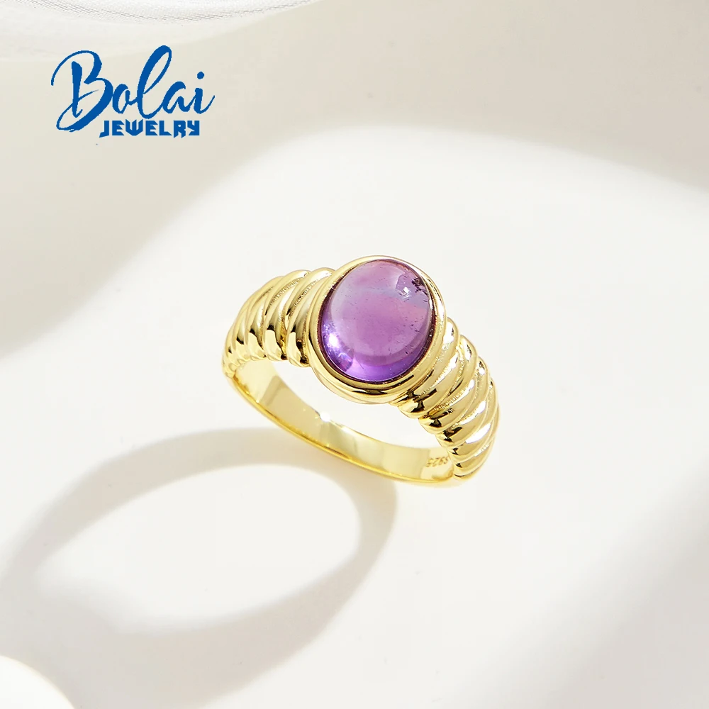 

Женское кольцо из стерлингового серебра 925 пробы, природа, аметист, овальные драгоценные камни 8*10 мм, классический дизайн, изысканные украшения для подарков на день Святого Валентина, банкетные подарки