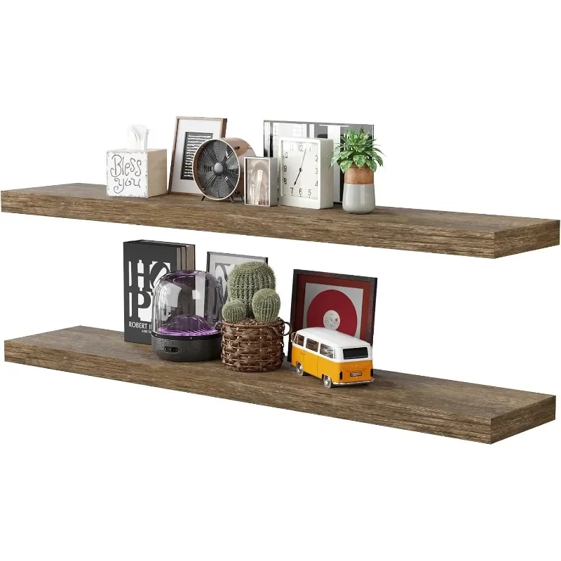 

Набор из 2 плавающих полок, настенные деревянные полки Wx8 дюймов D 40 дюймов с невидимыми кронштейнами, подвесные настенные полки, украшение НОВИНКА