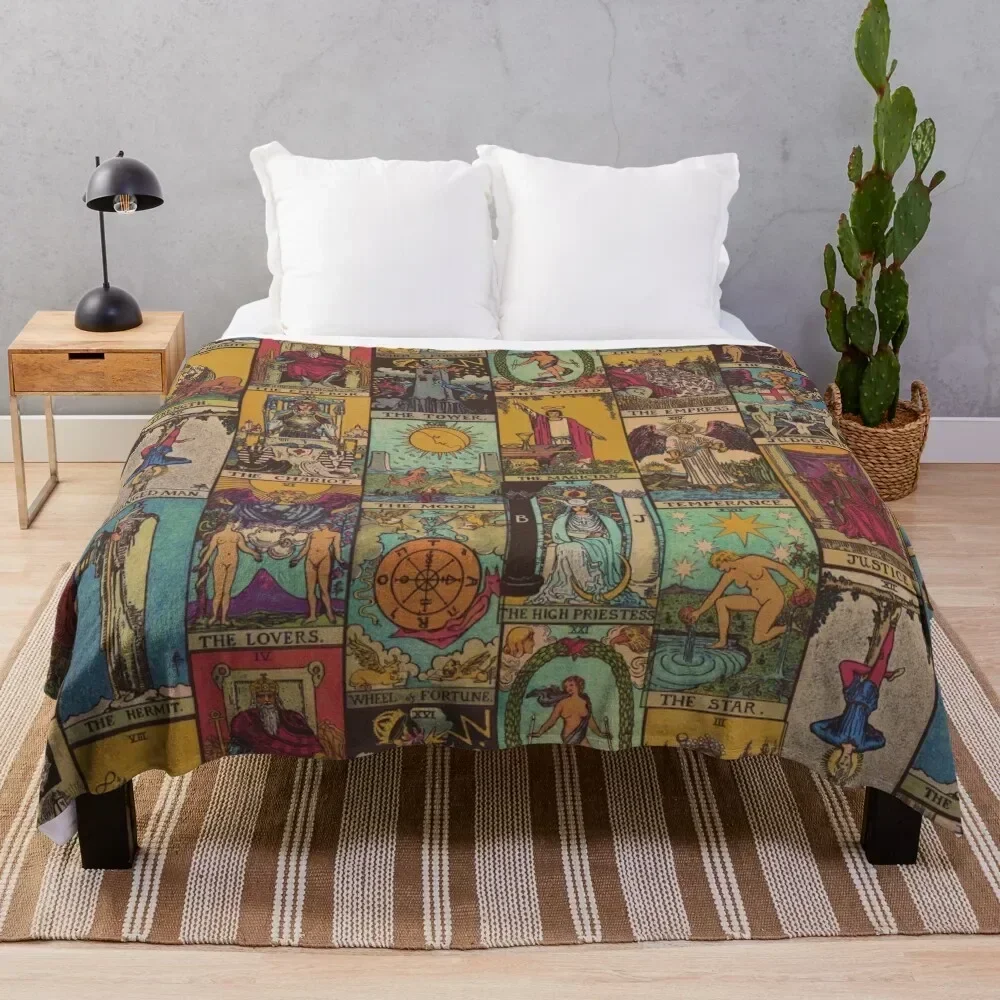

The Major Arcana of Tarot Vintage Patchwork Throw Blanket Soft Cozy Blanket for Pet Kids Adults