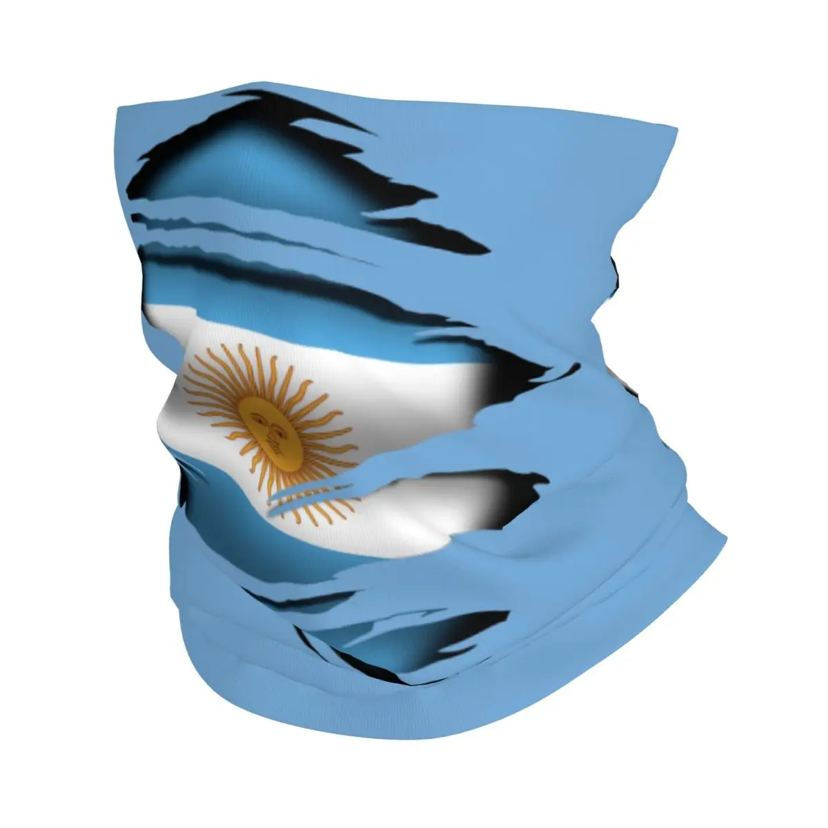 Custom Argentina Torn Flag Tattoo Bandana Neck Warmer Women Men Winter Ski Hiking Scarf Gaiter Argentinian Proud Face Cover