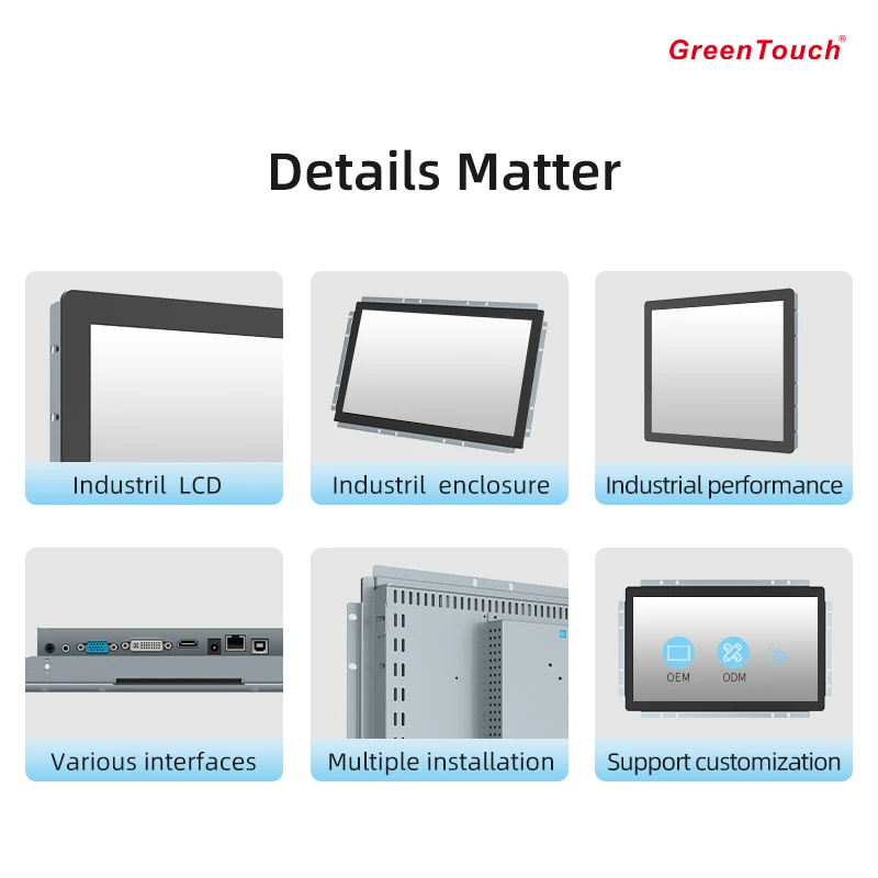 Monitor touch LCD open-frame con display LCD IPS, risoluzione 1920 * 1080 Display touch screen capacitivo da 21,5 pollici