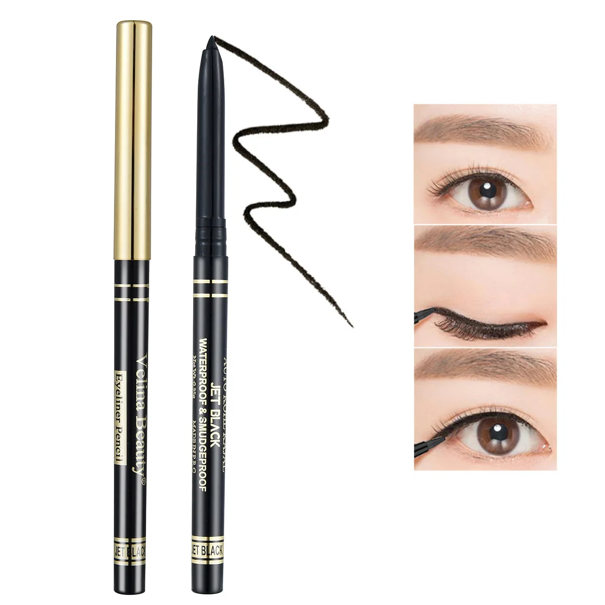 Crayon gel eye-liner longue durée pour femme, étanche, facile à porter, noir, blanc, stylo à doublure lisse, outils de maquillage professionnels pour les yeux, 256