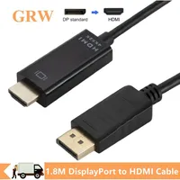 GRWIBEOU 4K x 2K DP to HDMI Converter Cable DisplayPort to HDMI Video Audio Adapter for Computer Laptop to TV Projector Monitor