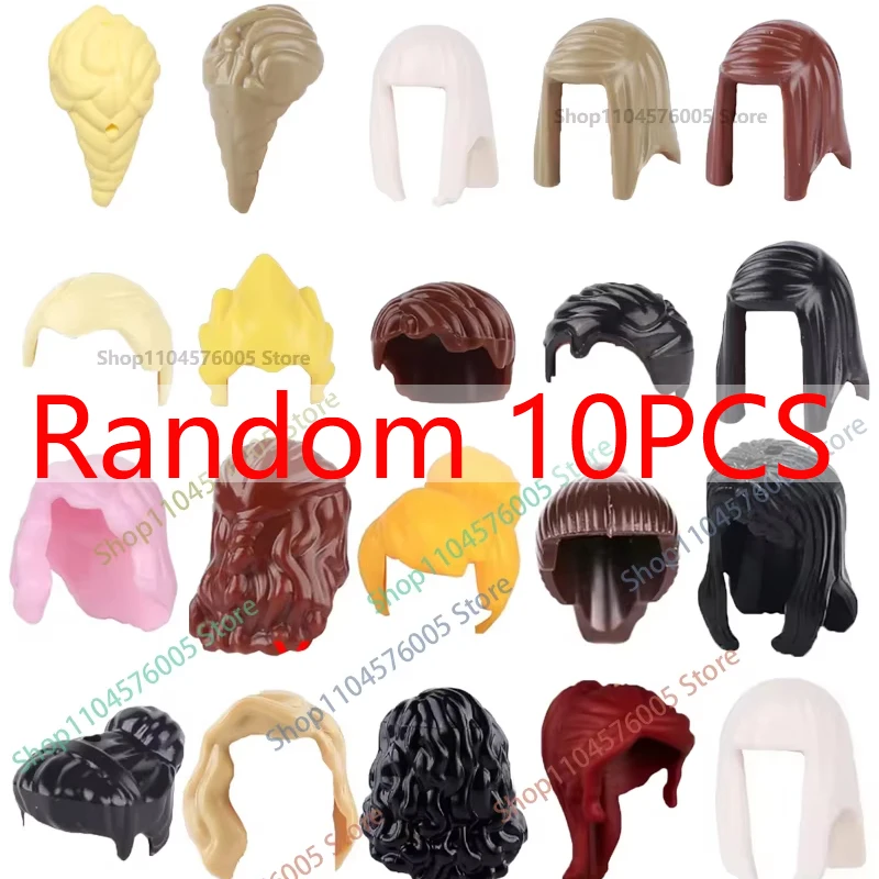 MOC Braune Haare Bausteine Stadt Figuren Körper Kreative Zubehör Blond Gold Weiß Teile DIY Hüte Mini Ziegel Montieren Spielzeug S04