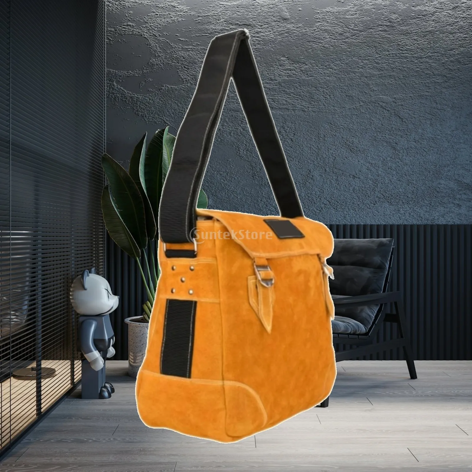 Portable Leather Tool Pouch for Electrician Work Multifunctional Cowhide Bag with Metal Hardware for Workshop
