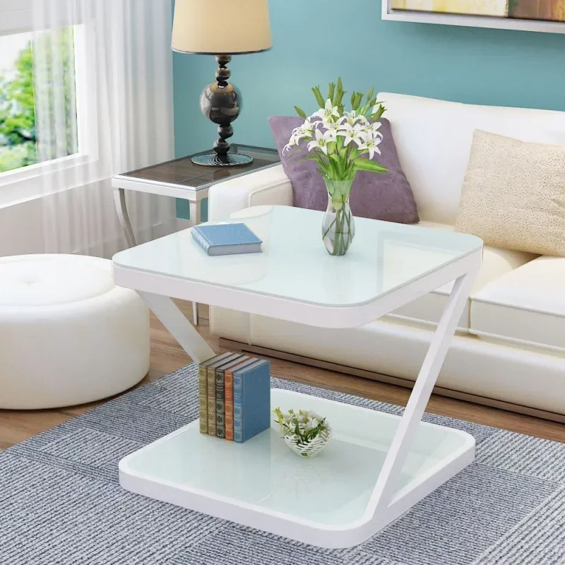 Living room light luxury square sofa bedroom small apartment small table coffee table modern mini simple tempered glass