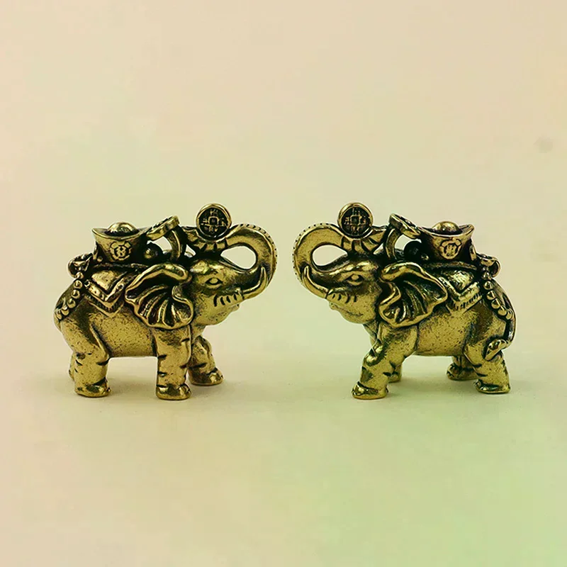 Elephant Metal Figurines Auspicious Elephant Living Room Desk Decoration Mini Elephant Figurines Accessoires Miniatures Brass