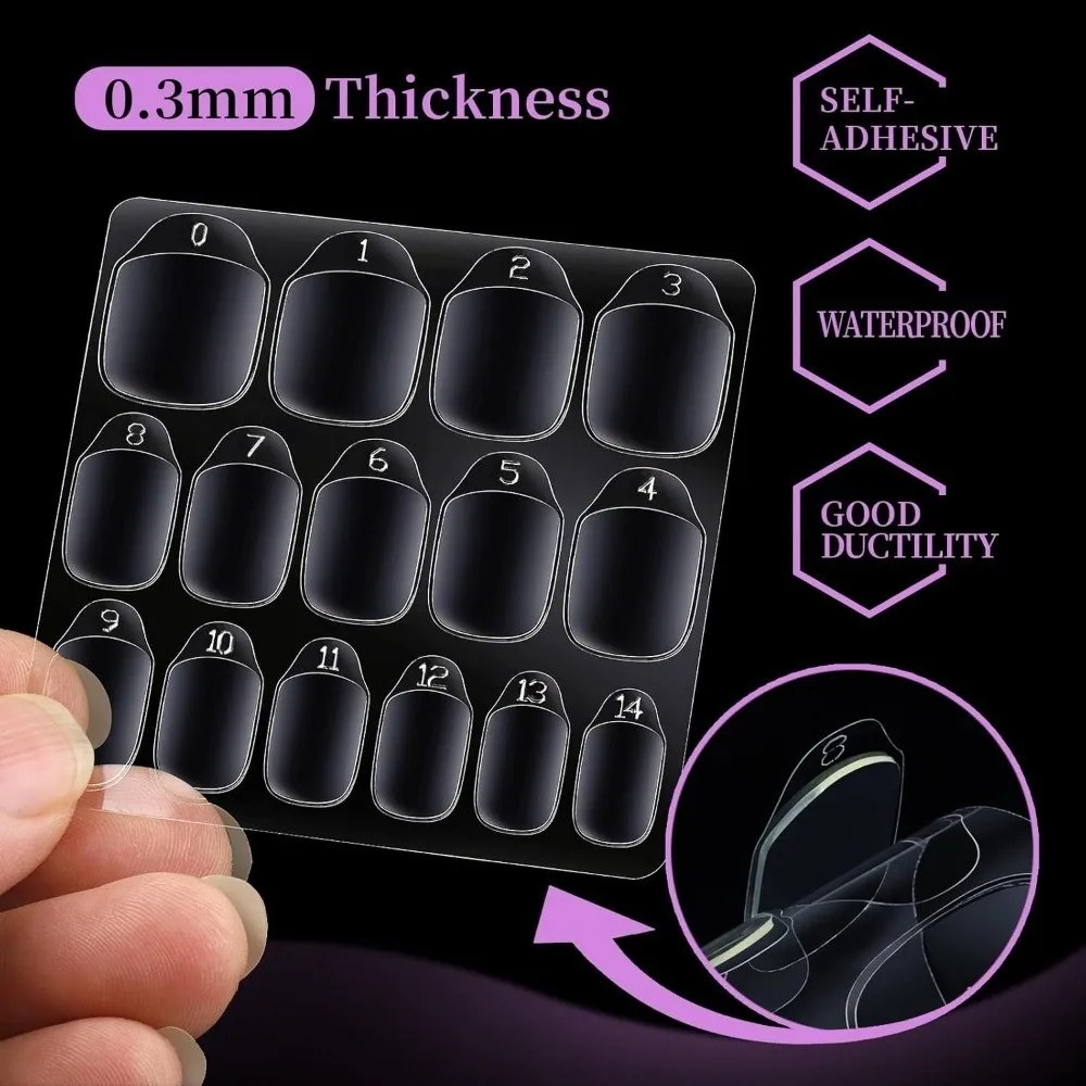 

40 Sheets 15 Sizes Nail Adhesive Tabs Transparent Jelly Glue Press on Nails Strong Hold Easy Removal Nail Sticky Tabs