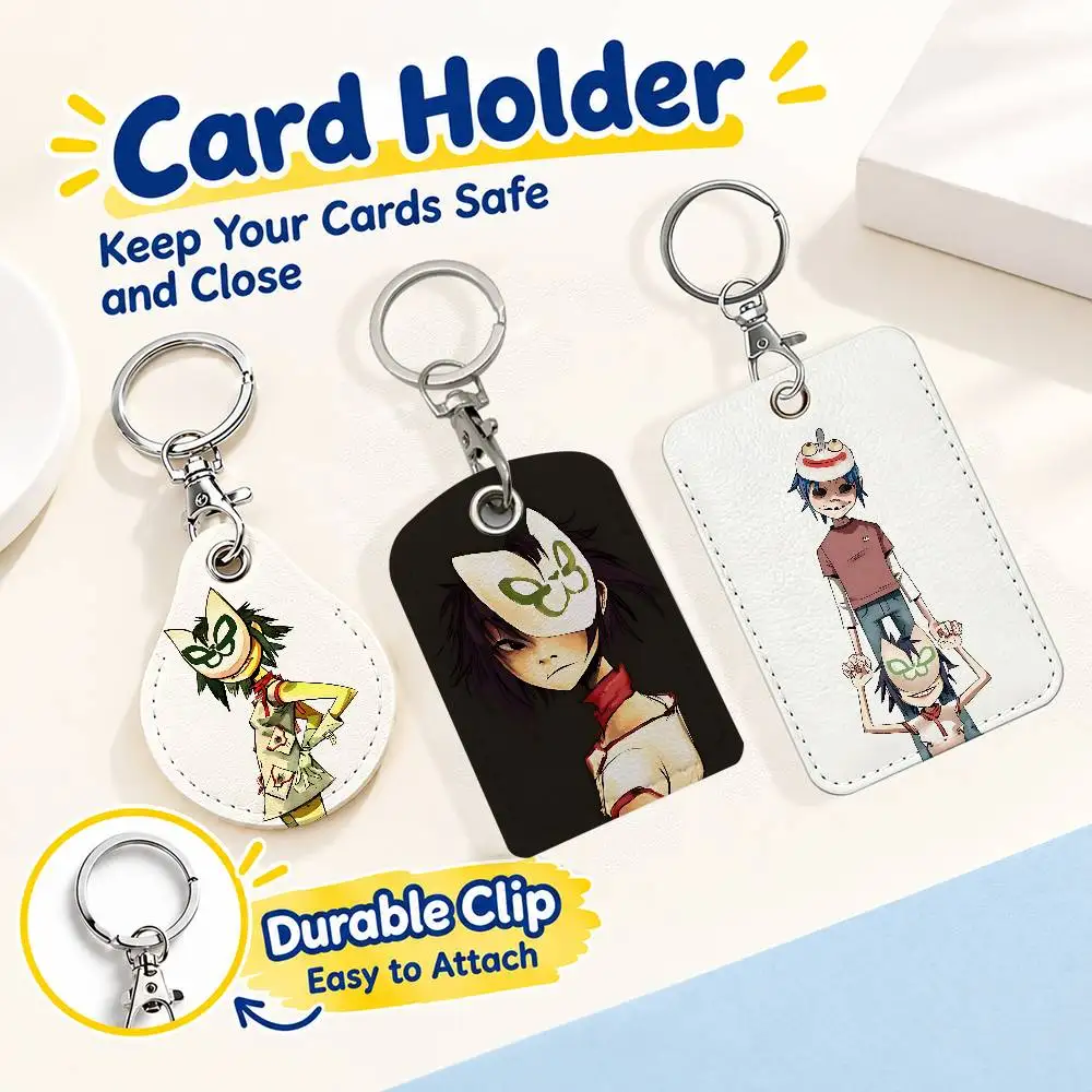 FOR Gorillaz Noodle Card Holder Men And Womenn Universal Antirust Keychain Learther Access Drop Key Tag Ring