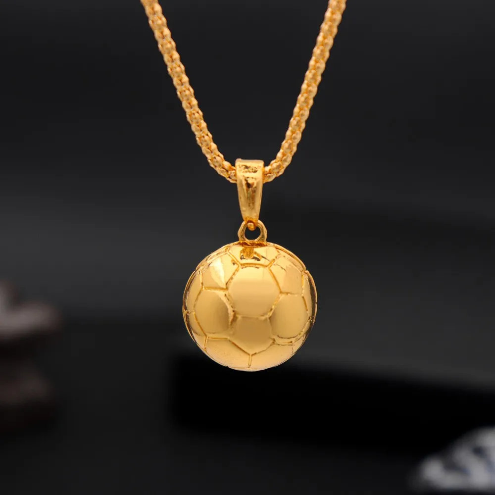 Three-Dimensional Basketball Pendant Necklace Hip-Hop Football Pendant Chains Accessories Men's Sports Ball Round Pendant Chain