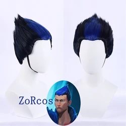 Game Valorant Yoru Cosplay Wig Short Dark Blue Cosplay Wigs Heat Resistant Synthetic Hair Halloween Role Play Wig + Wig Cap