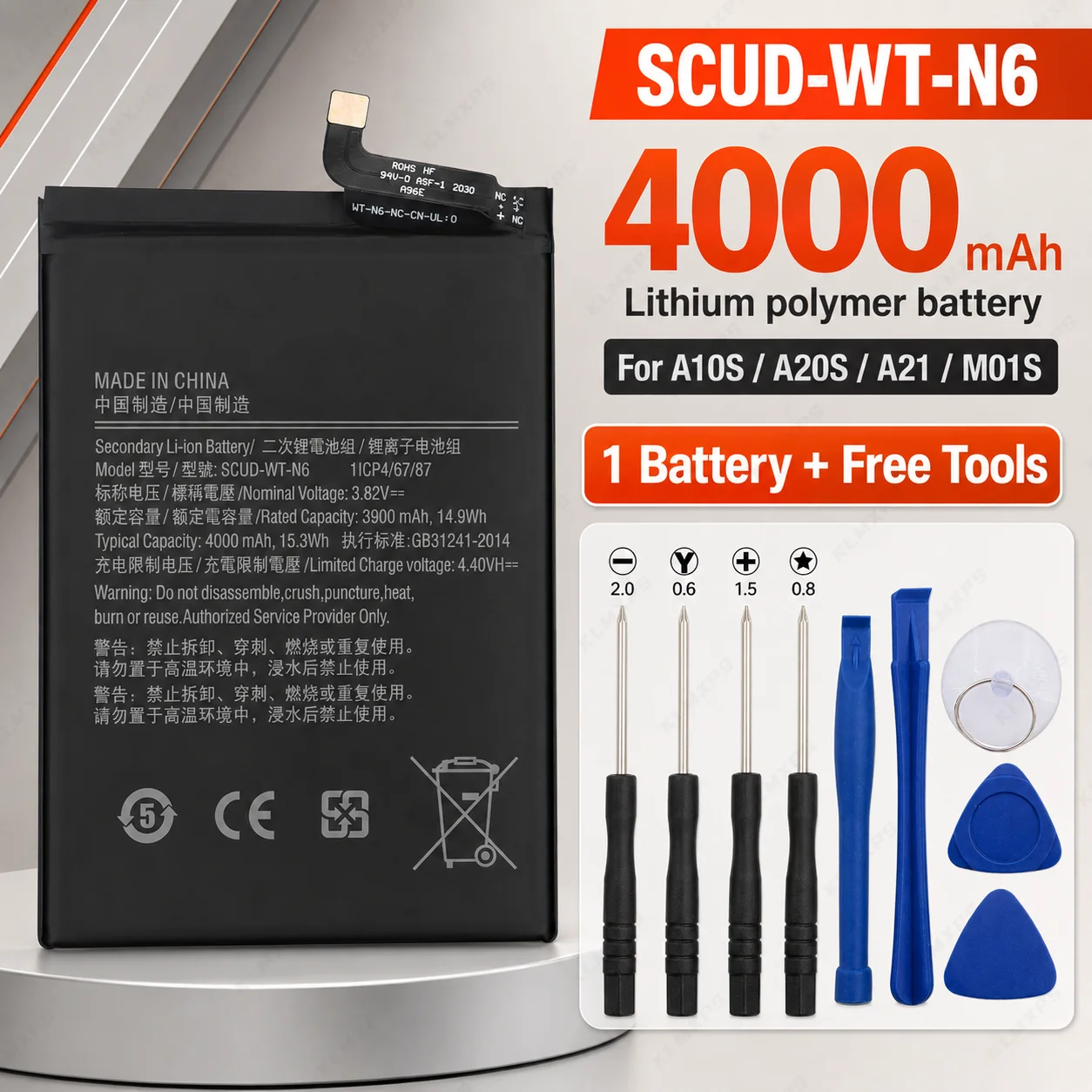 High Capacity Battery for Samsung Galaxy A10S A20S SM-A107F SM-A207F SCUD-WT-N6 Replacement Internal Battery Long Lifespan