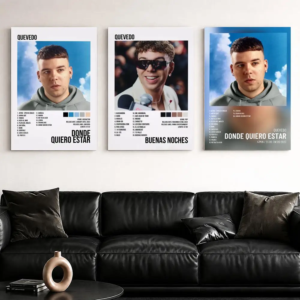 Rapper Album Q-Quevedo Framed Wall Painting Ready to Hang Canvas Poster for Bedroom Living Room Hallway Home Decor Gift