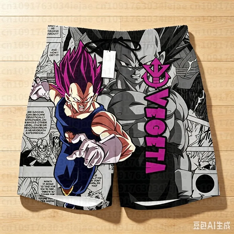 2026 Dragon Ball Super Vegeta Ultra Ego Manga Style Print Quick Dry Shorts Men Kid Anime Saiyan Casual Breathable Beach Shorts
