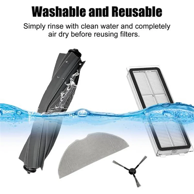 AT28-8 قطعة قطع غيار لـ Mova S10 Plus/Mova S10 ملحقات المكنسة الكهربائية فرشاة رئيسية الأسطوانة فرشاة جانبية مرشحات ممسحة جلطة