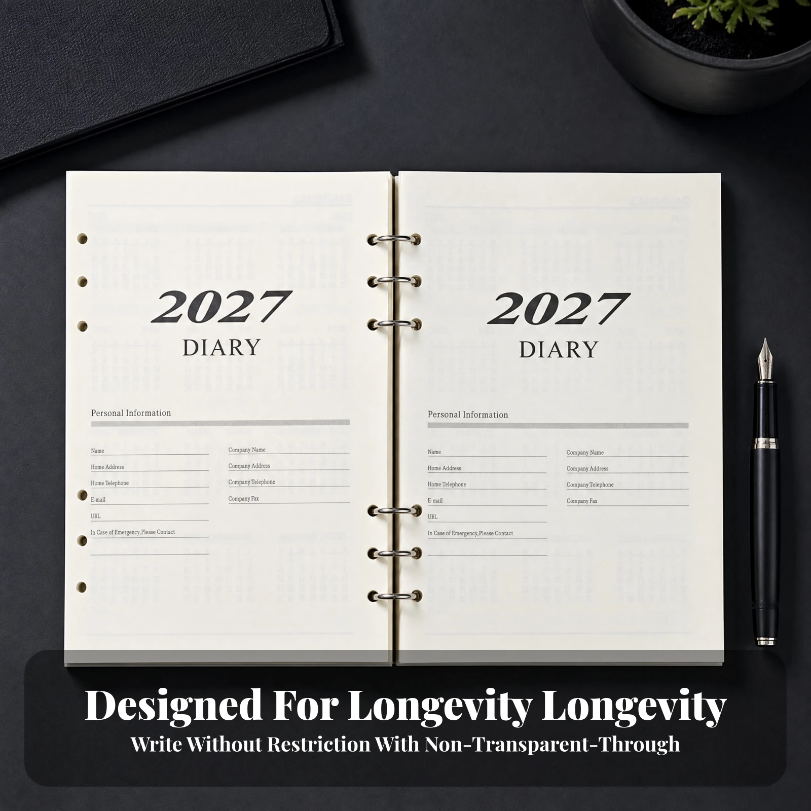 Dated Diary Refill with Dowling Paper 6-Hole Punched English Calendar Planner Insert for Office Workers, Business Scheduling