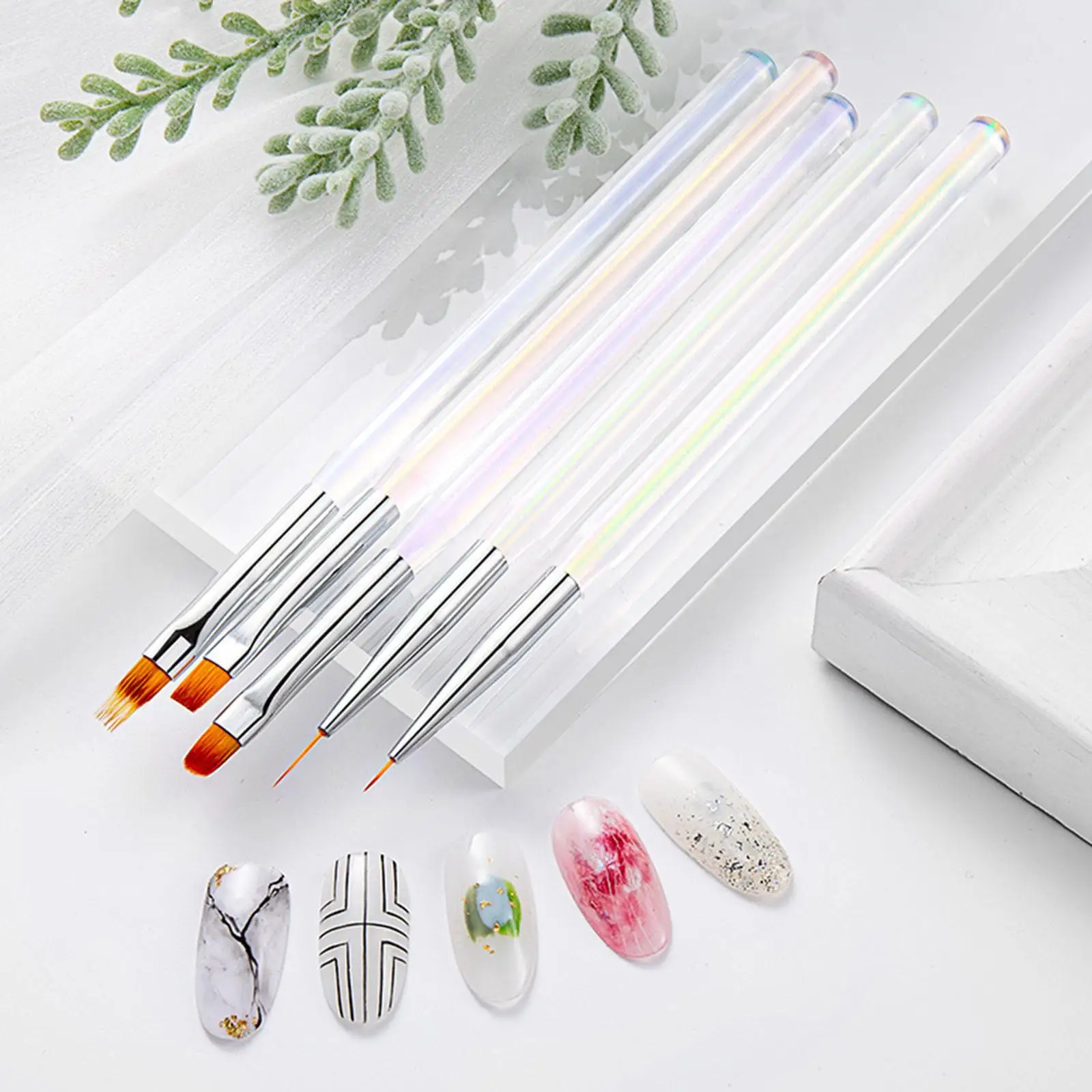 5 Stücke Nail Art Pinsel Stift Maniküre Werkzeug Pinsel Werkzeug Set, Spachtel Stick Tipps Liner