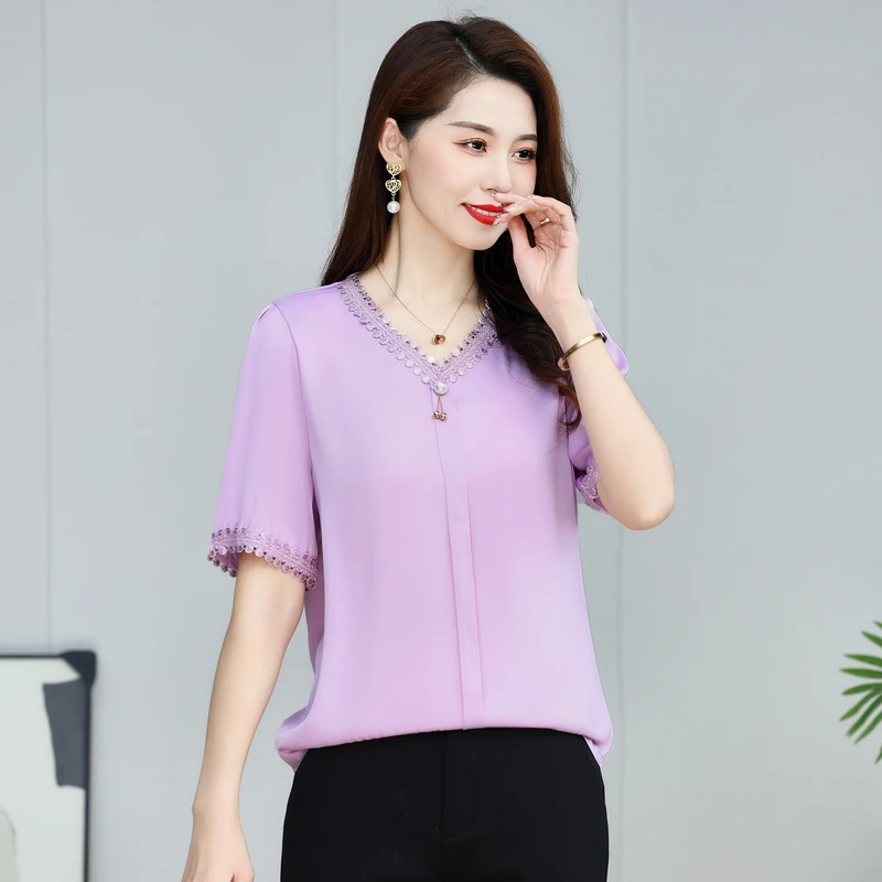 Leisure Solid Color T-shirt With Jewelry Women\'s Short Sleeved Basic Fashion Street Clothing Summer Plus Size Tops New Tops