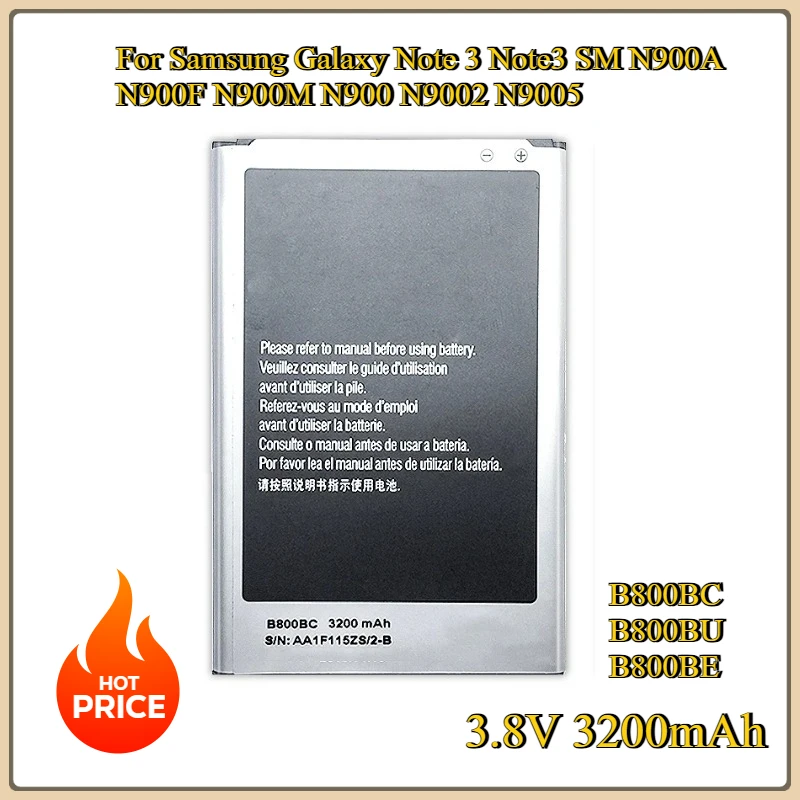 

New B800BC B800BU B800BE Replacement battery 3.8V 3200mAh For Samsung Galaxy Note 3 Note3 SM N900A N900F N900M N900 N9002 N9005