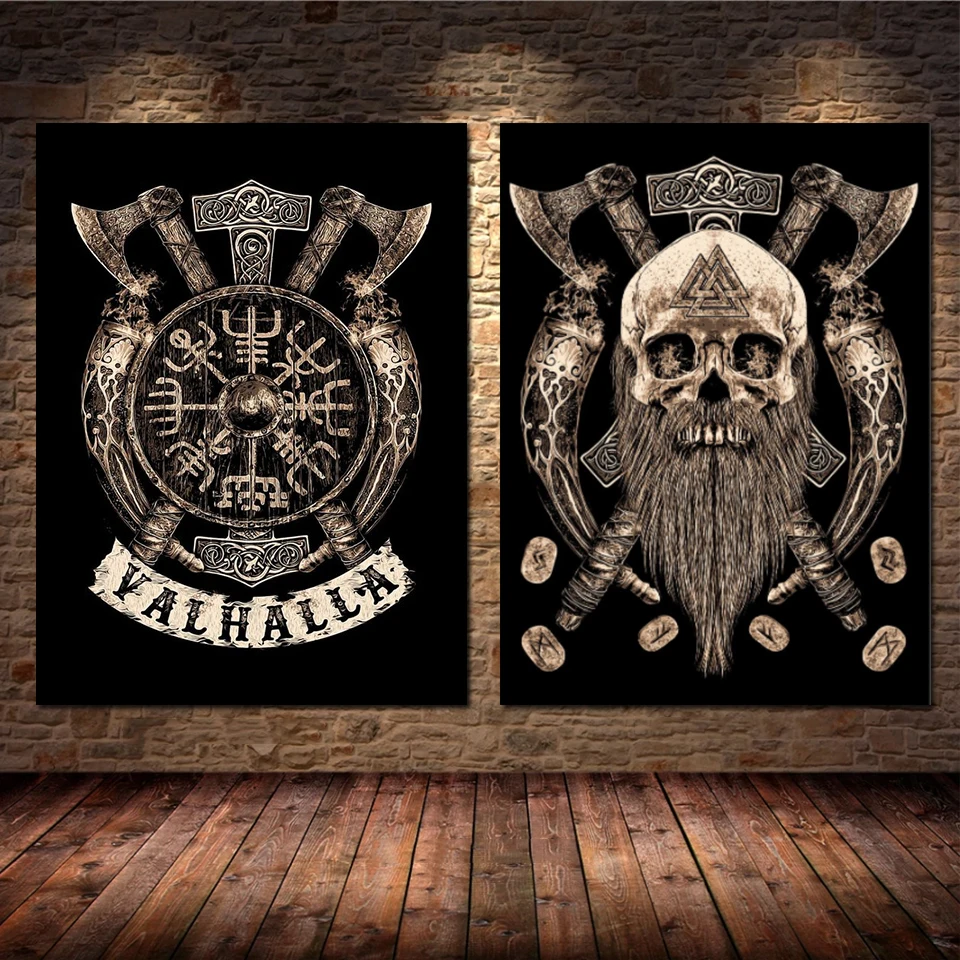 Bearded Viking Skull Diamond Mosaic DIY 5D Diamond Painting TV Series Icon Cross Stitch Embroidery Kit Decor Inspirational Gift