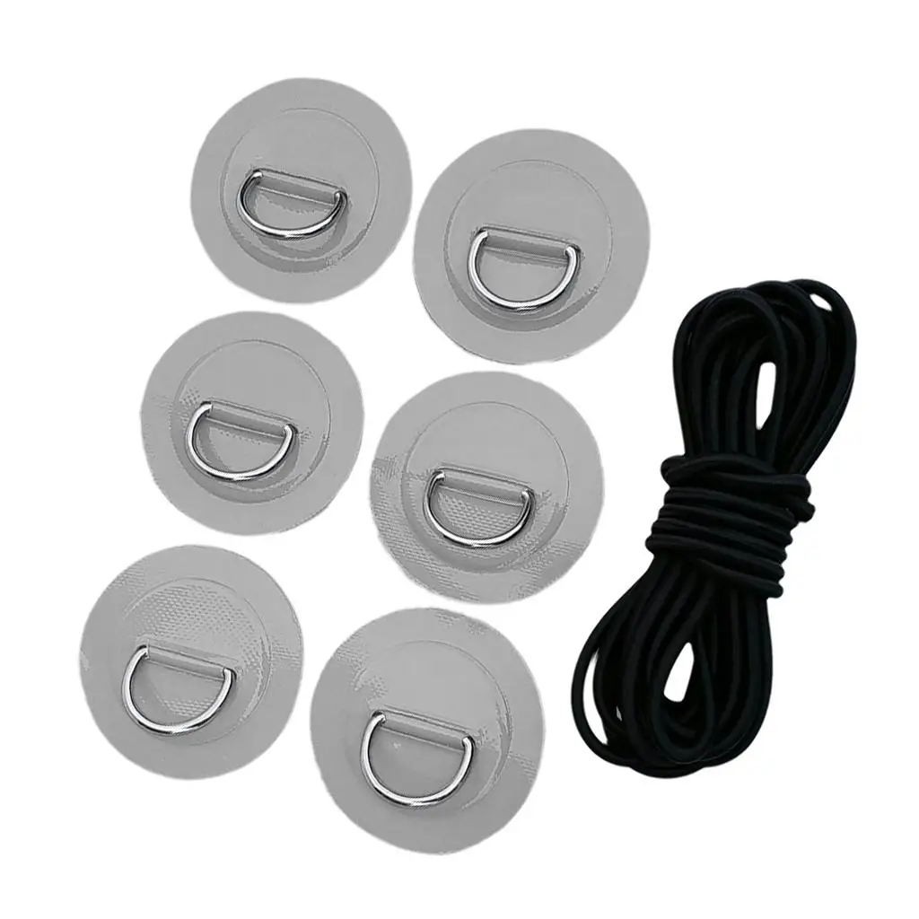 Inflatable Boat Deck Rigging Kit Stainless Steel D Ring Patch Flexible Bungee Rope Marine Accessories for Dinghy Paddle Board