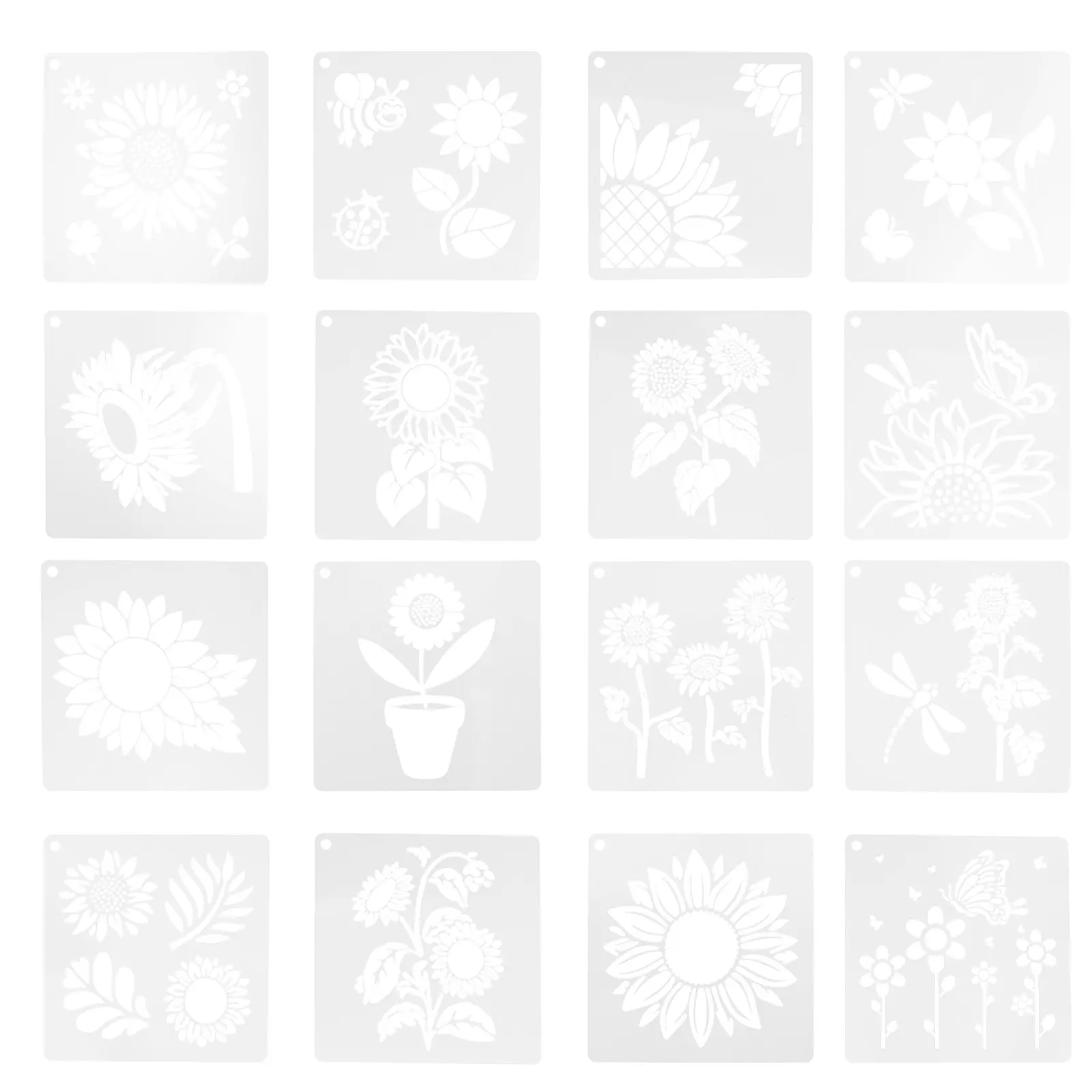 1Set Sunflower Stencils for Painting on Wood Furniture Walls Canvas Fabric Glass Reusable Smooth Washable DIY Craft Templates