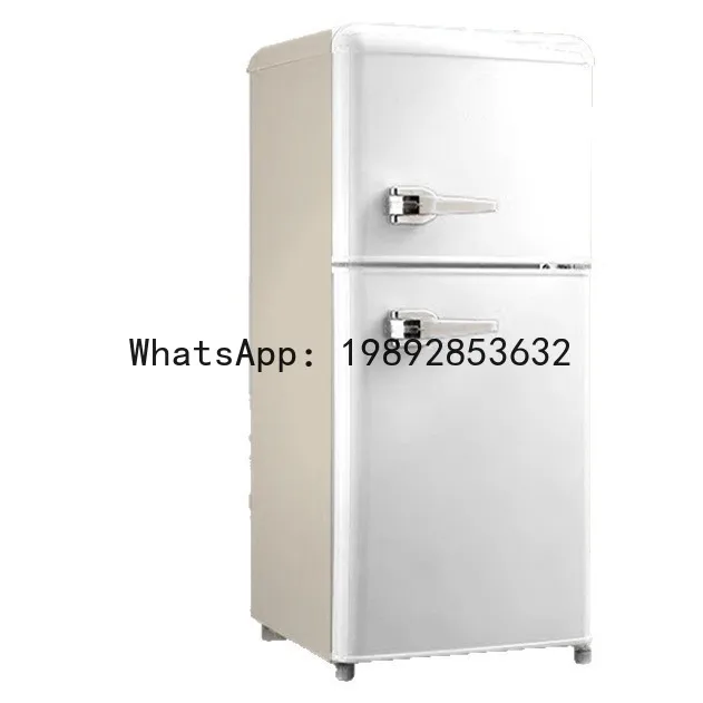 

QQ Retro mini fridge - compact double door refrigerator for home, rental, dorm, office - cooling & freezing