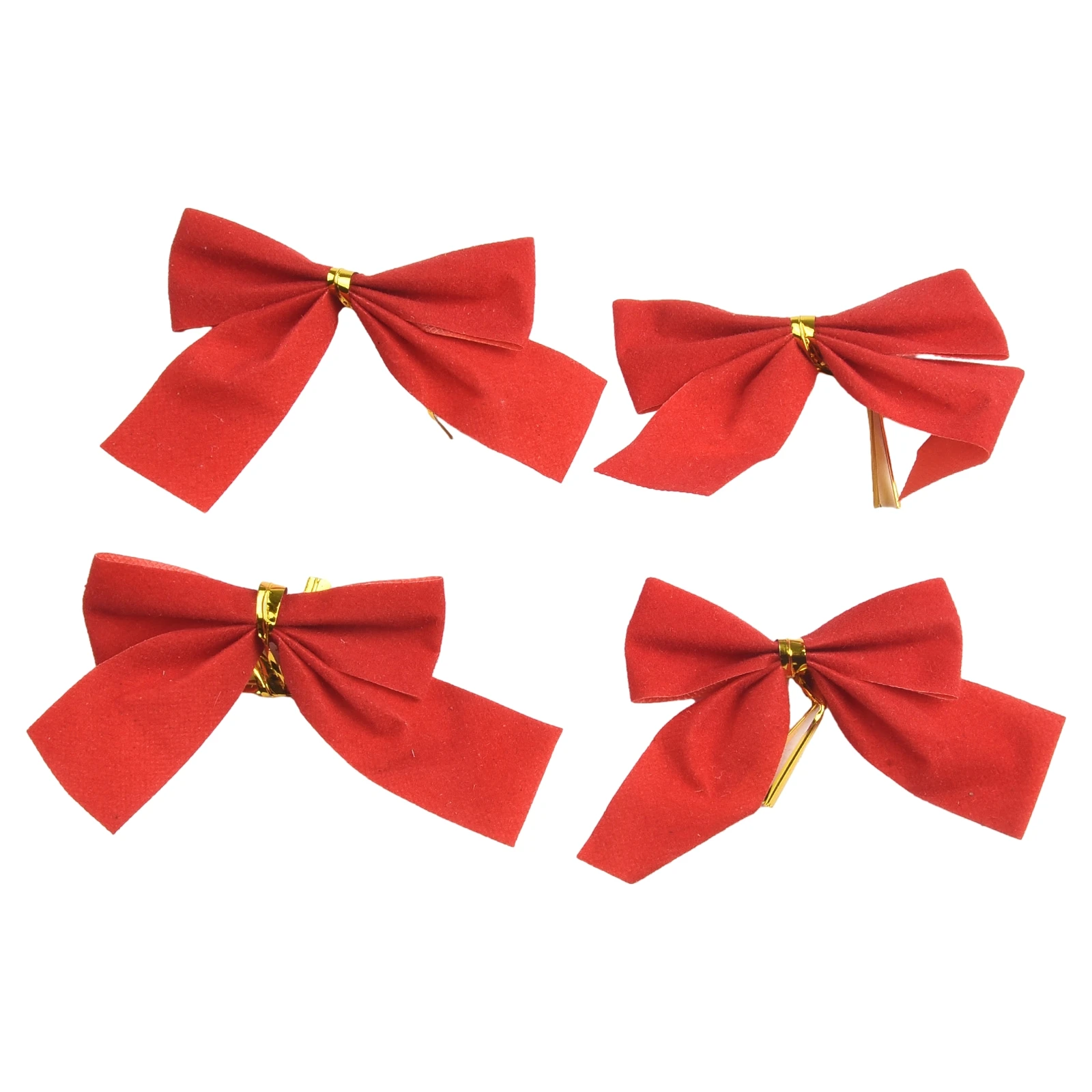 12pcs Butterfly Bow Hanging Deco For Holiday Party Decoration Home Gold Silver Red Bowknot Xmas Tree Ornaments New Year