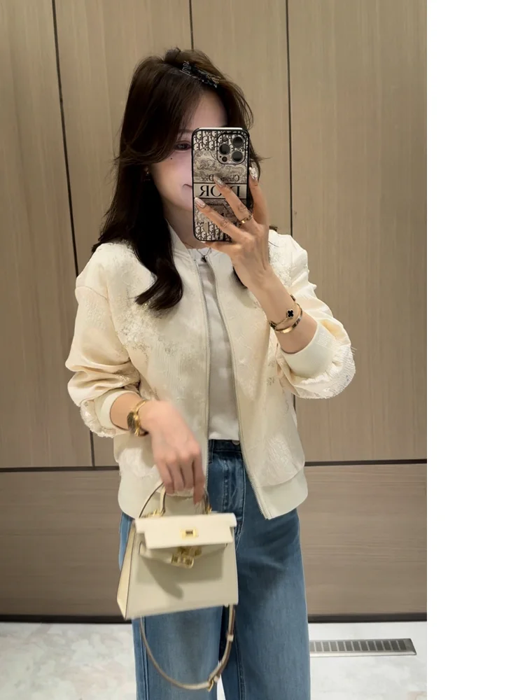 Xuanxuan Chen Spring Autumn Loose Women's Jacket Fashionable Embellished Casual Standard Fit Outerwear New Model 9680