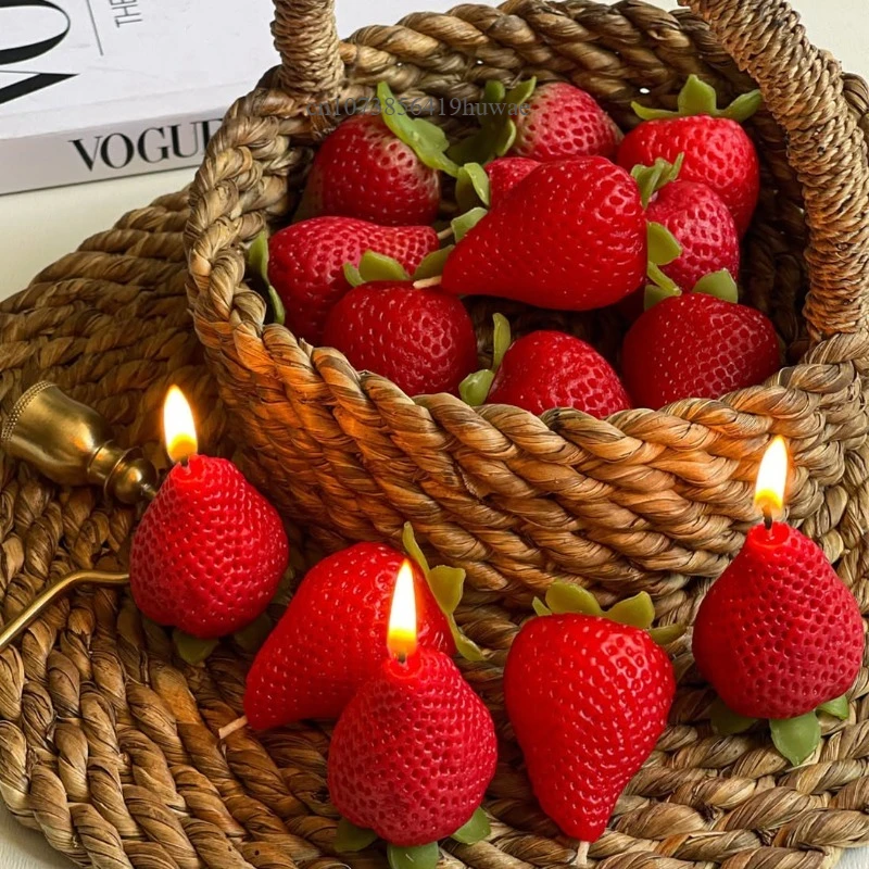 Erdbeer-Silikonform für Kerzen und Seife, Simulierte Frucht-Aromatherapie-Kerze, DIY Romantische Duftkerzen, Harz-, Epoxid- und Gipsformen
