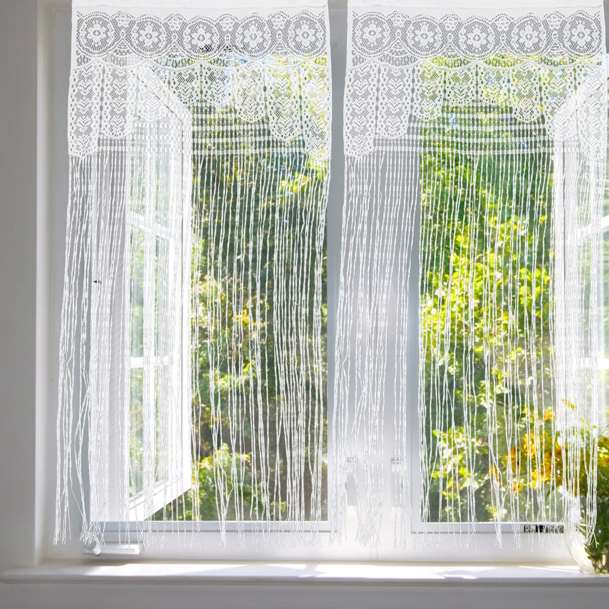 

Lace Curtains Hanging Room Partition Door Window Decorative Sheer Layout Decor Curtain Simple Cozy Housewarming Gift