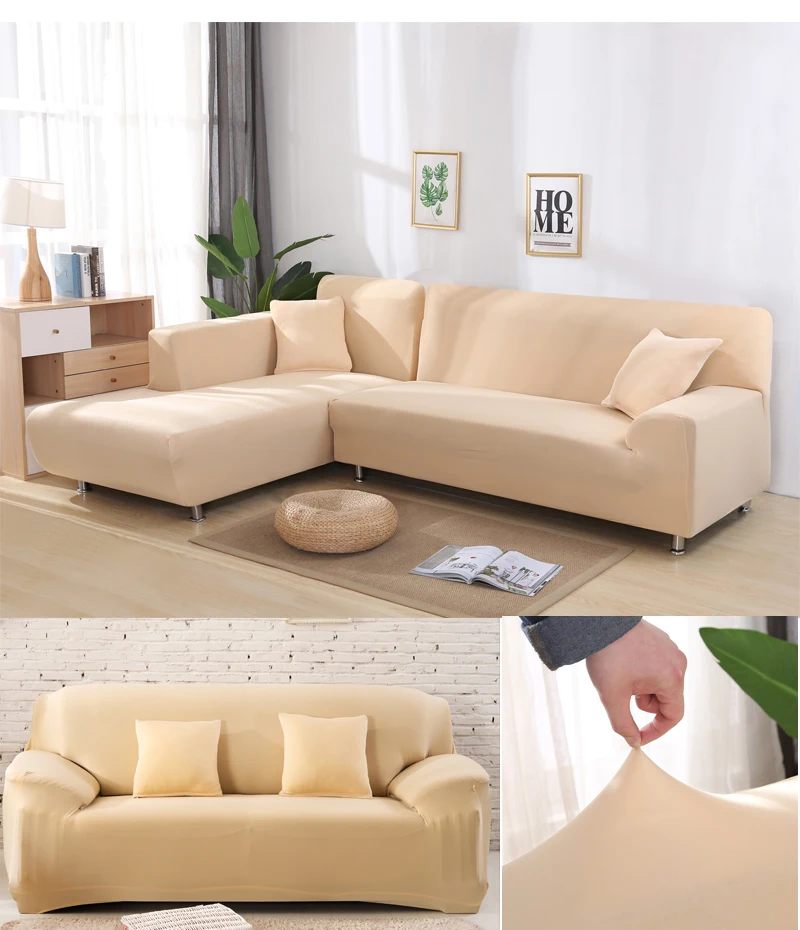 Elastic Solid 1234 Seater Corner Sofa Cover Stretch Adjustable Couch Slipcovers Universal All inclusive Protectors For Home