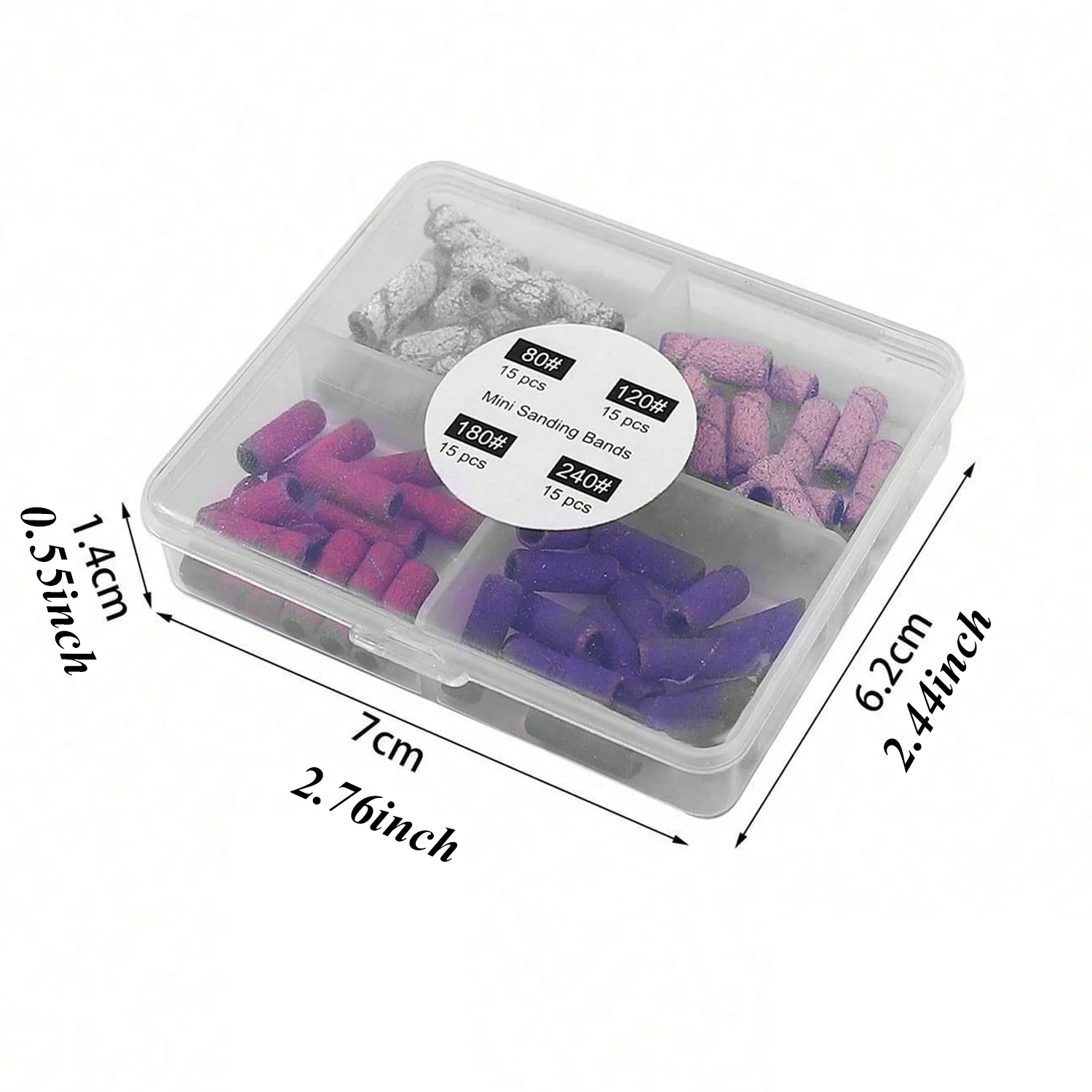 Nagelbohrer-Schleifbänder – für Nagelbohrer, 60 Stück, 4 Farben, grobe, feine Feile, kleines Schleifband mit 3,1 mm Mini-Dorn – Detail 2