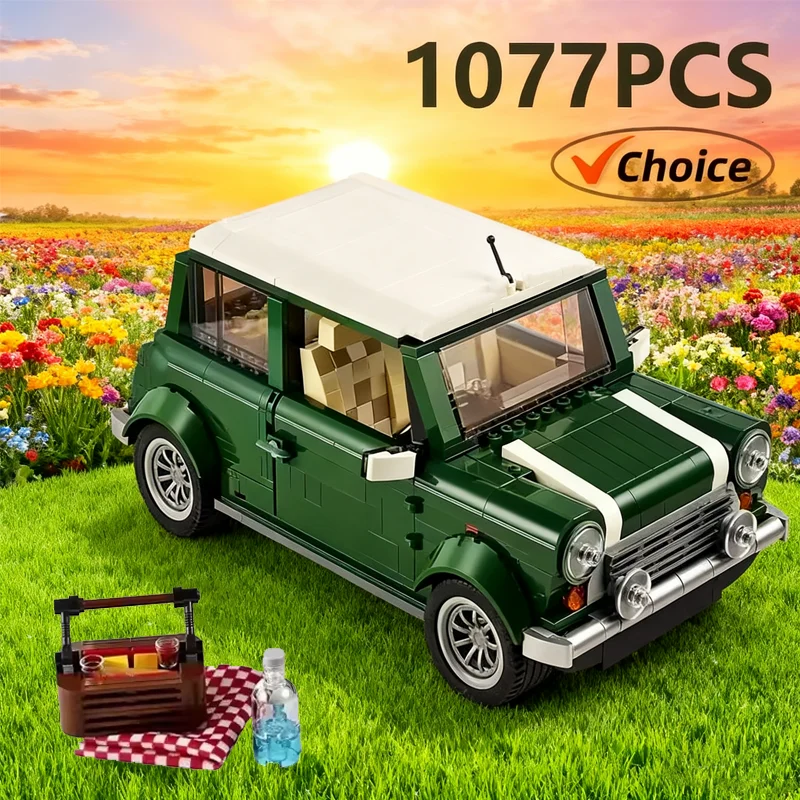

1077PCS MOC Classic 10242 Mini Green Car строительные блоки модели детские игрушки рождественские подарки на день рождения для любителей автомобилей коллекционеров