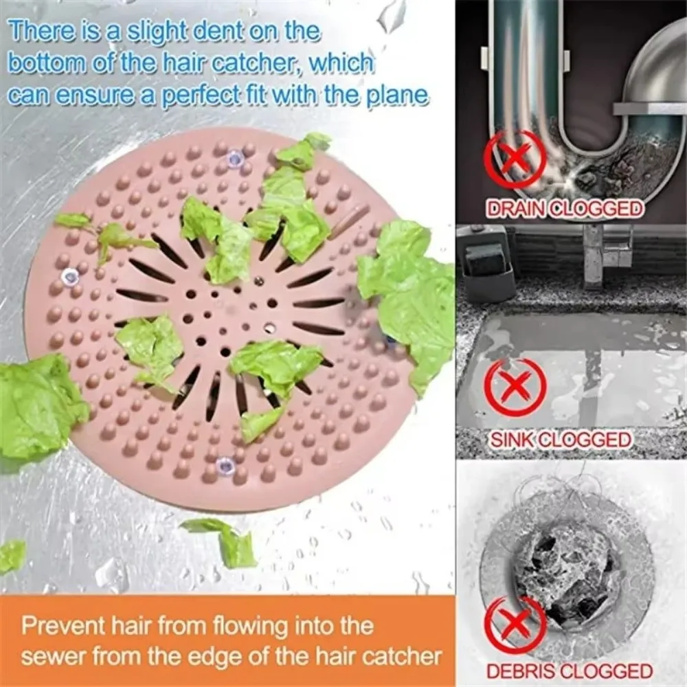 Drain Protector Silicone Hair Catcher Shower Drain Round Easy Clean Floor Drain Cover Anti Clogging Drain Covers Kitchen Tool