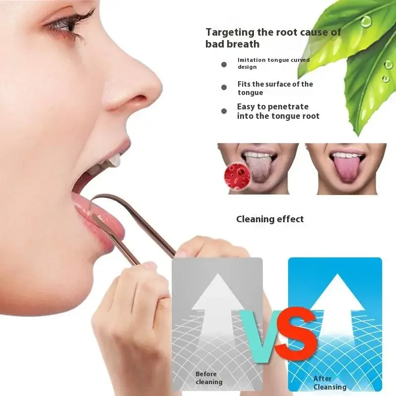 U-shaped Stainless Steel Tongue Scraper Fresh Breath Cleaning Coated Tongue Toothbrush Oral Hygiene Metal Tongue Scraper