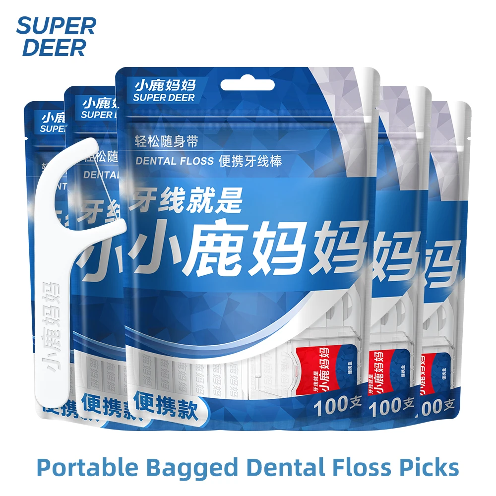 1 Bag 100pcs Disposable Dental Floss Picks Portable Plastic Toothpick Sticks Deep Clean Between Teeth Oral Hygiene Cleaning Tool