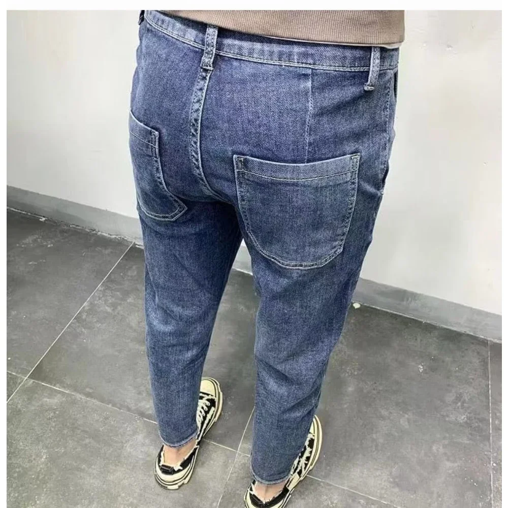 2025 nouveau printemps été hommes jean Vintage couleur unie élastique classique jean hommes mince mode Denim pantalon mâle pantalon homme
