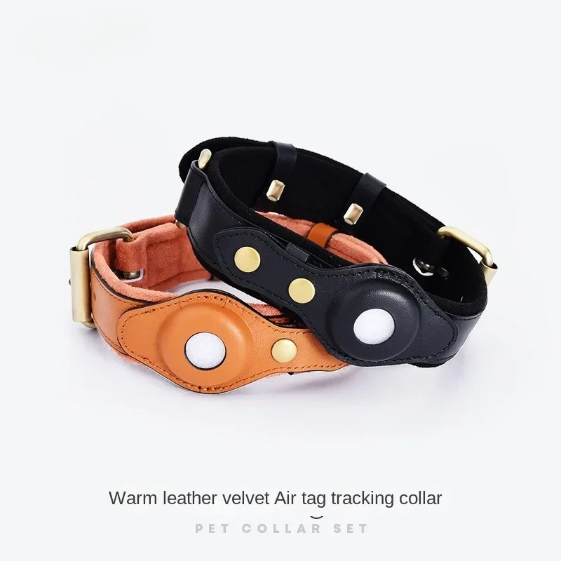 New Apple Airtag Pet Dog Collar Tracker Hand Holding Rope Leather Suit Medium Large Dog Puppy Pet Supplies Accessories Harness