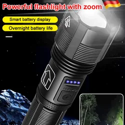 Telescopic Zoom Power Display Flashlight Usb Rechargeable Outdoor Camping Flashlight Portable hand White laser Flashlight