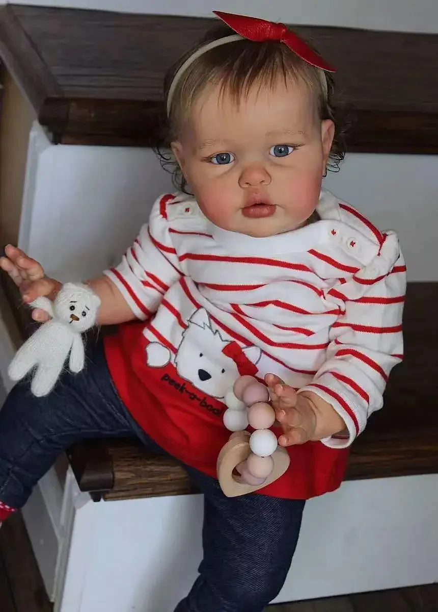 SINO-BB dostosowana ograniczona dostawa 22-calowe odrodzone dziecko Ellie ręcznie ukorzenione włosy już gotowa lalka z inną sukienką