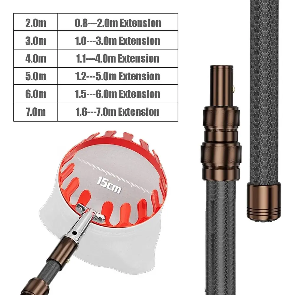 Poste recolector de frutas telescópico con cesta, herramienta ligera para cosechar abacate, limón, naranja y mango