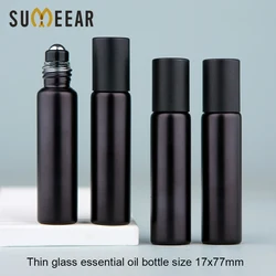 50/100Pcs/Lot 10ml 5ml Matte Black Essential Oil Bottle Refillable Roll On Perfume Bottle Frost Glass Roller Bottles Cosmetic