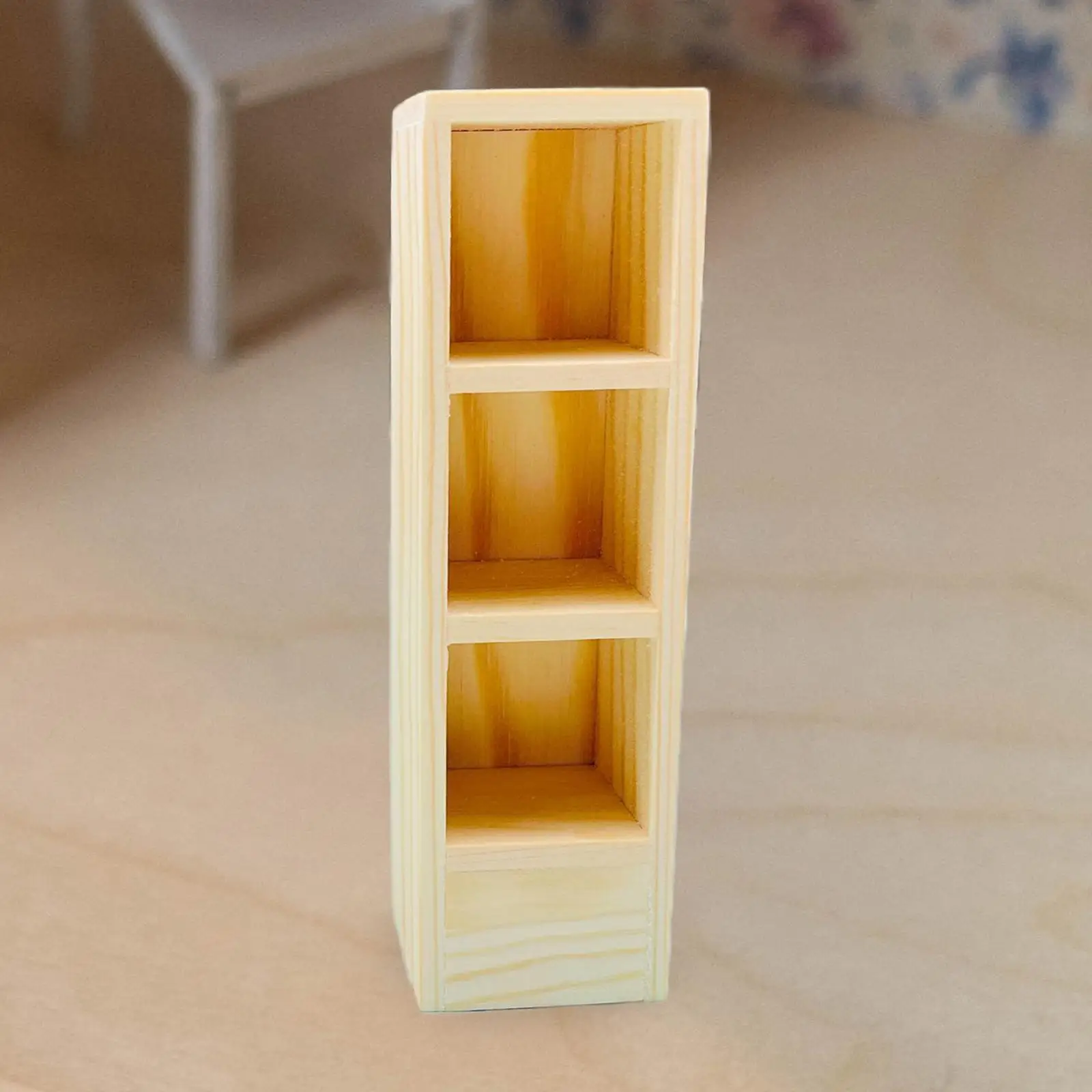 ミニチュアドールハウス本棚木製ディスプレイキャビネット3段素朴な家具棚リビングルームキッチン装飾用