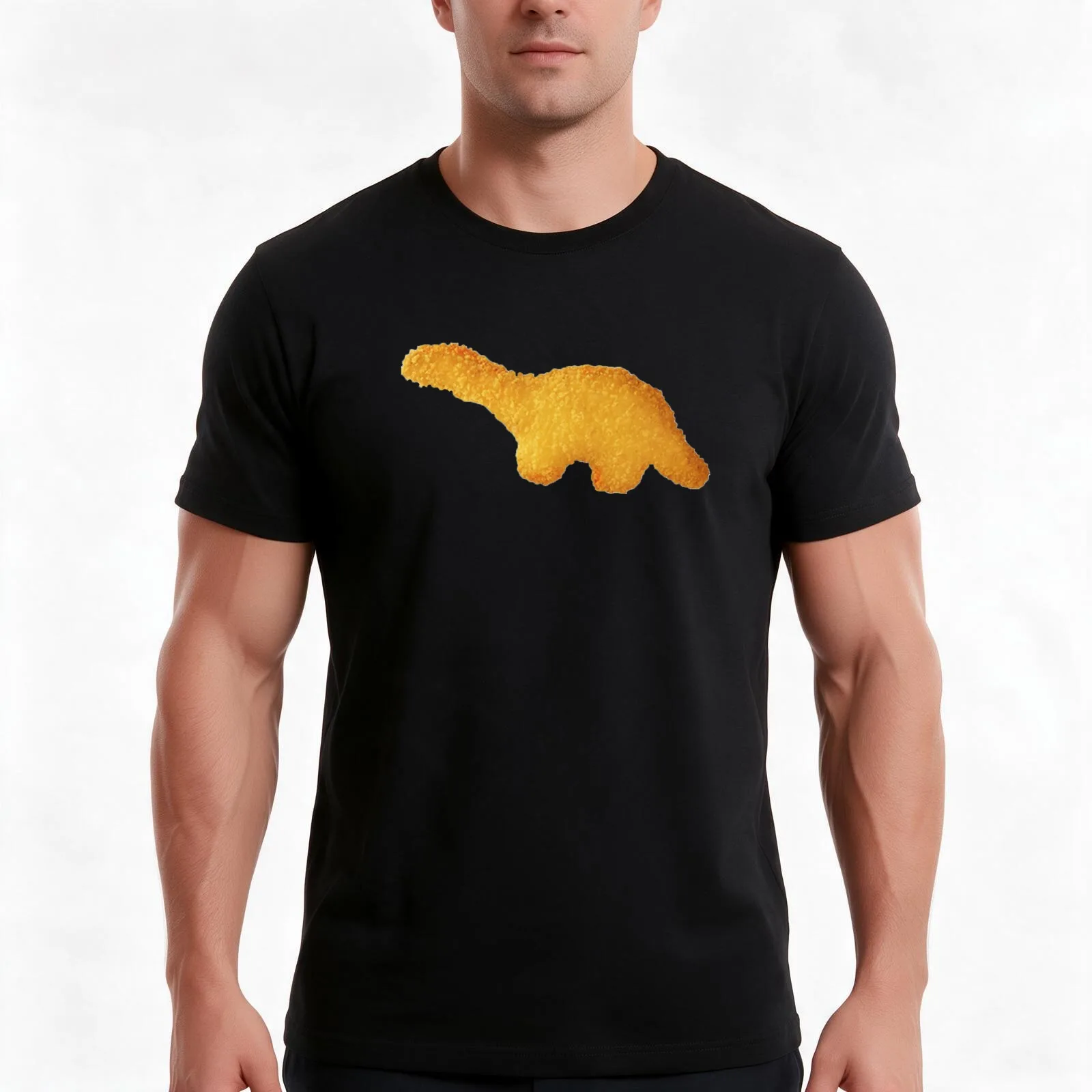 dinosaur nugget T-Shirt, Summer Casual Cotton Tee, Oversized Streetwear Tops, Vintage Graphic Print, Loose Fit Short Sleeve