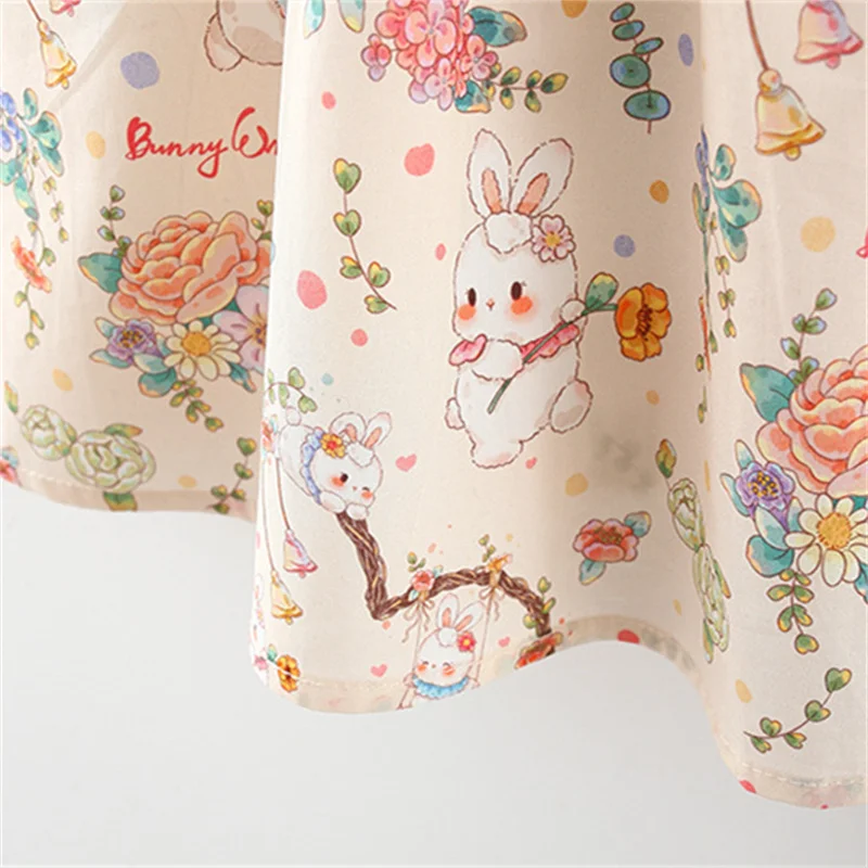 0-4 Years Old Chinese Style Baby Girl Dresses Adorable Rabbit Children Dresses Unique Button Kid Clothes Fashion Toddler Costume