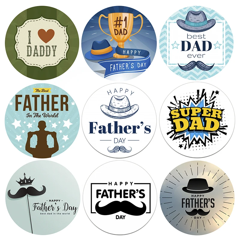 24/48pcs Father\'s Day Best Dad Ever Super DAD Stickers Party Gift Tag Labels Father\'s Day DIY Decoration Stickers Supplies