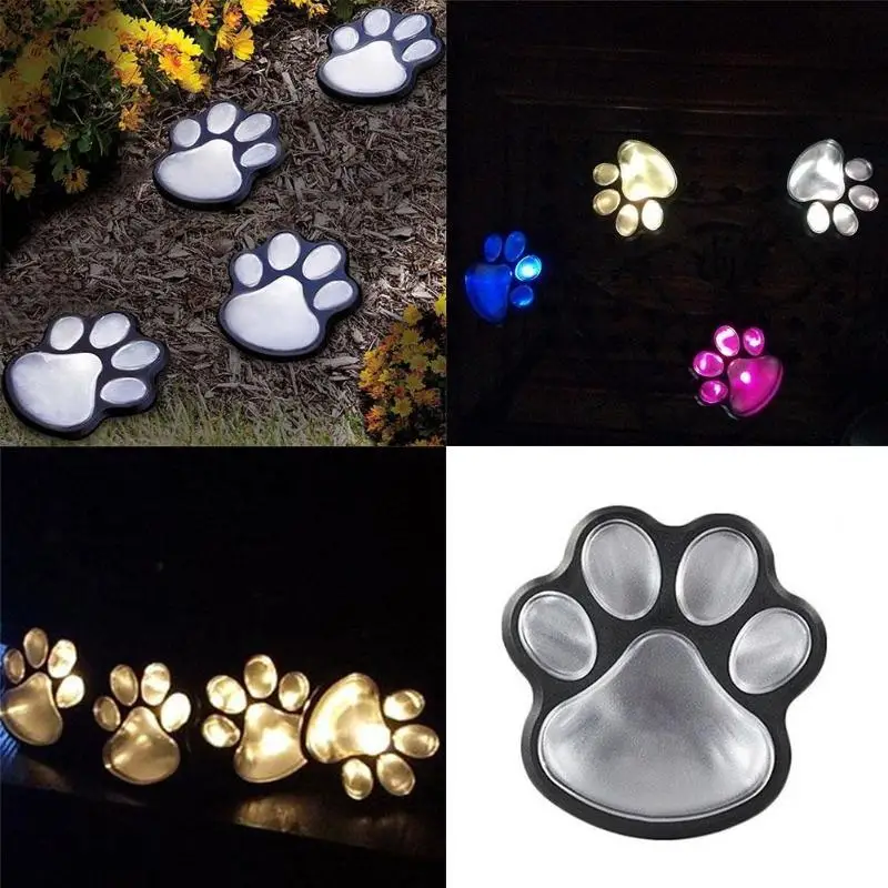 

Hot Sale Outdoor LED Solar Garden Light Waterproof bear Dog Cat Animal Paw Print Light Path Lawn Lamp for Garden Decoration