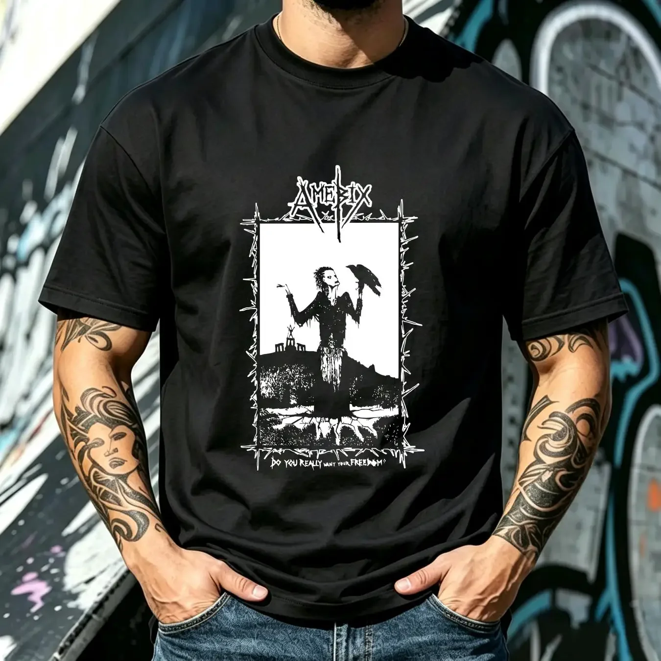 washed T Shirt Amebix Band Music On Stage Black Cotton All Size ZH211 vintage Washed Stretched Top For Everyday Wear Slightly